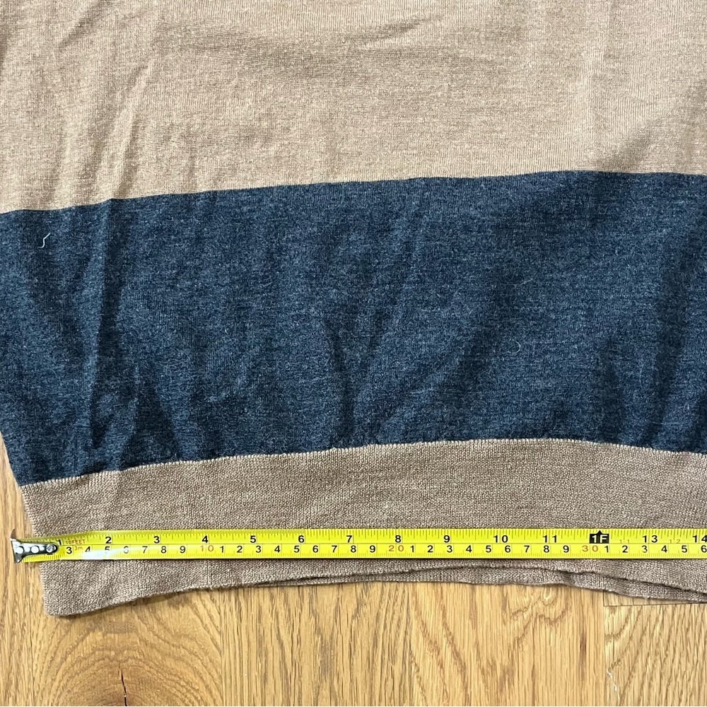 J Crew Stripe Saturday Sweater Style 52191 Brown Sz Medium 100% Merino Wool - Picture 6 of 6